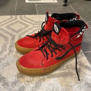 Vans high top suade with bubblegum soles, youth size 7=Womens 8.5